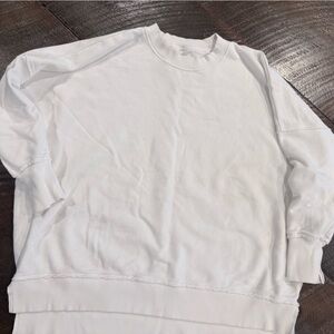 Aerie Soft White Ribbed Crewneck